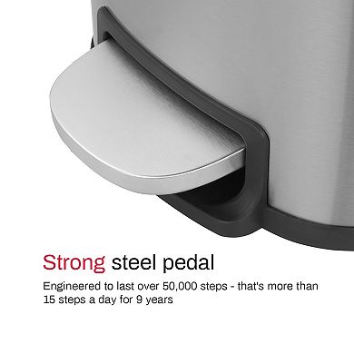 13 Gal./50 Liter Slim Stainless Steel Step-on Trash Can for Kitchen