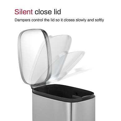 13 Gal./50 Liter Slim Stainless Steel Step-on Trash Can for Kitchen