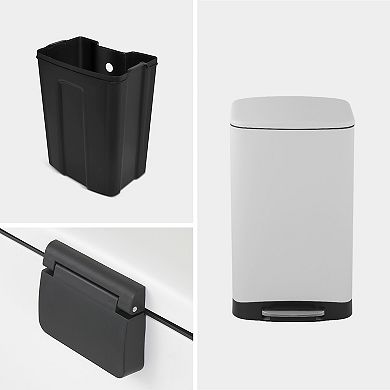 10.6 Gal./40 Liter Stainless Steel Rectangular Step-on Trash Can for Kitchen