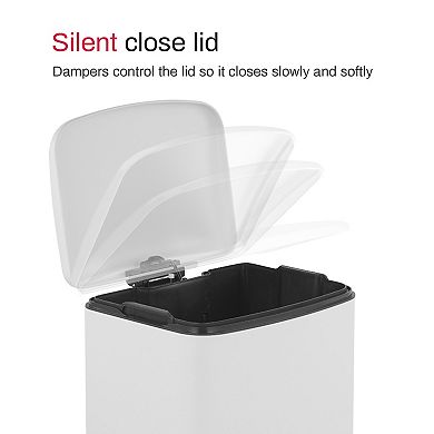 10.6 Gal./40 Liter Stainless Steel Rectangular Step-on Trash Can for Kitchen