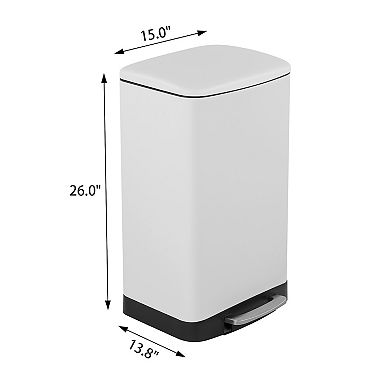 10.6 Gal./40 Liter Stainless Steel Rectangular Step-on Trash Can for Kitchen