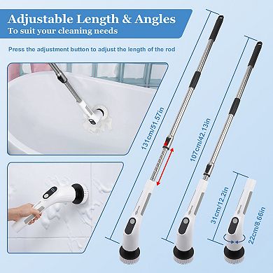 Electric Spin Scrubber Cordless Scrubber with Adjustable Extension Handle