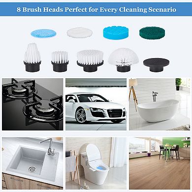 Electric Spin Scrubber Cordless Scrubber with Adjustable Extension Handle