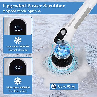 Electric Spin Scrubber Cordless Scrubber with Adjustable Extension Handle