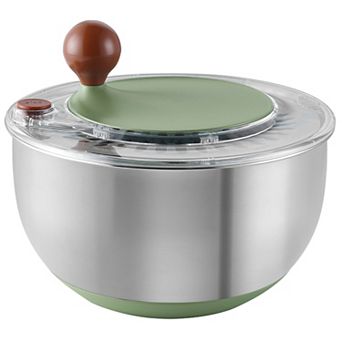 Stainless Steel Salad Spinner, 5.3-qt Lettuce Spinner with Non-Slip Base, Drain, Stop Button