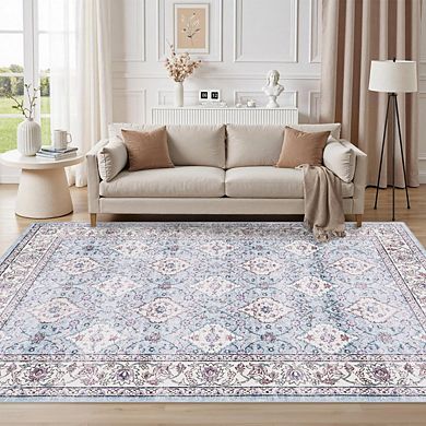 Garvee Machine Washable Vintage Area Rug Non Slip Stain Resistant Carpet for Living Room Bedroom