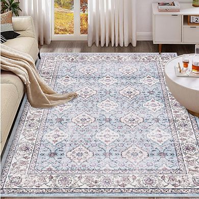 Garvee Machine Washable Vintage Area Rug Non Slip Stain Resistant Carpet for Living Room Bedroom