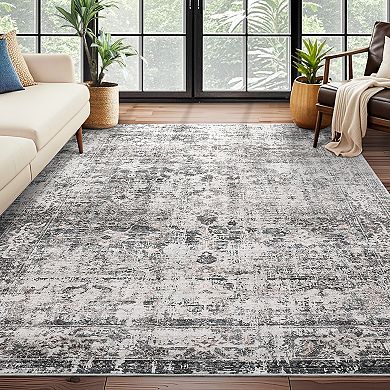 Garvee Vintage Distressed Area Rug Ultra Thin Machine Washable Non Slip for Living Room Bedroom
