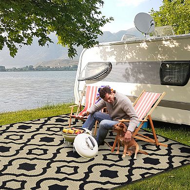 Garvee Moroccan Outdoor Area Rug Stain Resistant Foldable Rug for Camping Picnic