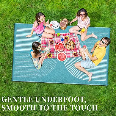 Garvee Geometric Outdoor Carpet Waterproof Reversible for Balcony Gadern RV Trip