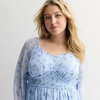 Juniors' Plus Size Liberty Love Long Sleeve Skater Dress