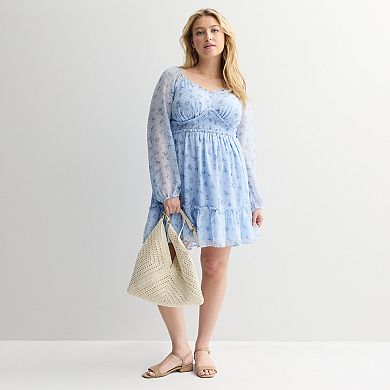Juniors' Plus Size Liberty Love Long Sleeve Skater Dress