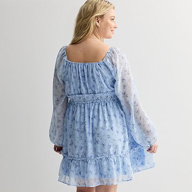 Juniors' Plus Size Liberty Love Long Sleeve Skater Dress