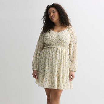 Juniors' Plus Size Liberty Love Long Sleeve Skater Dress