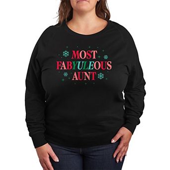 Plus Size Most FabYULEous Aunt French Terry Long Sleeve Christmas Graphic Tee