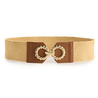 Women's Nine West Wide Twist Texture Interlock Buckle Belt