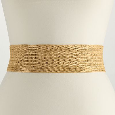 Women's Nine West Wide Twist Texture Interlock Buckle Belt, Size: Large-XL, Cognac