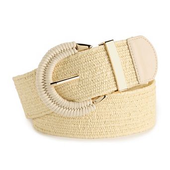 Women's Nine West Wrapped Buckle With Metal Loop Stretch Belt
