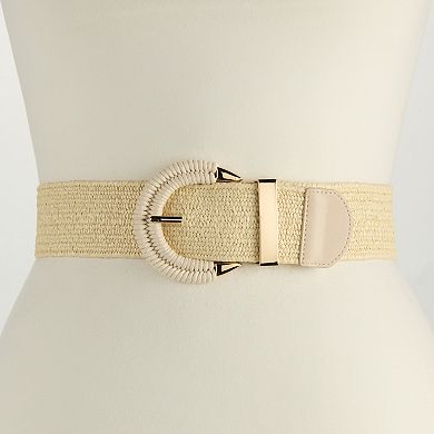 Women's Nine West Wrapped Buckle With Metal Loop Stretch Belt