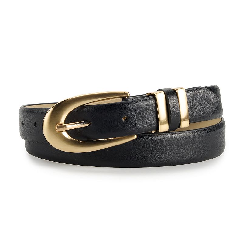 Women's Nine West Feather Edge Belt with PU Keeper & Metal Buckle,