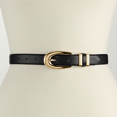 Women's Nine West Feather Edge Belt with PU Keeper & Metal Buckle