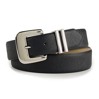 Women's Nine West Double Metal Loop Saffiano Belt