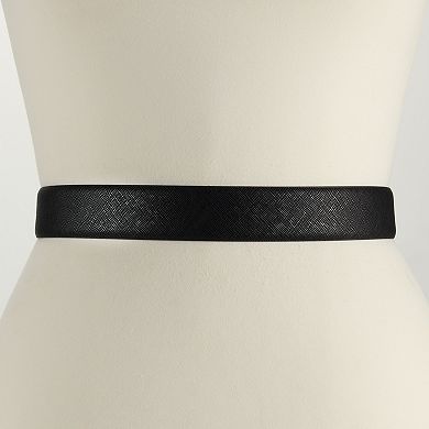 Women's Nine West Double Metal Loop Saffiano Belt