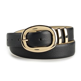 Women's Nine West Center Bar Buckle & Two Metal Loops Belt