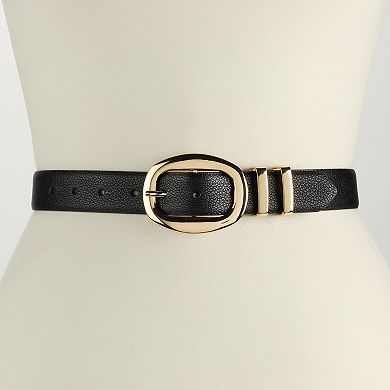Women's Nine West Center Bar Buckle & Two Metal Loops Belt