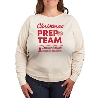 Plus Size ChristmasPrep Team French Terry Long Sleeve Christmas Graphic Tee