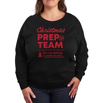 Plus Size ChristmasPrep Team French Terry Long Sleeve Christmas Graphic Tee