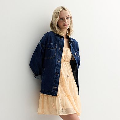 Juniors' Rewind Flutter Sleeve Skater Dress