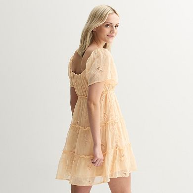 Juniors' Rewind Flutter Sleeve Skater Dress