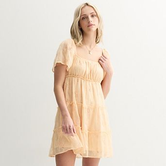 Juniors' Rewind Flutter Sleeve Skater Dress