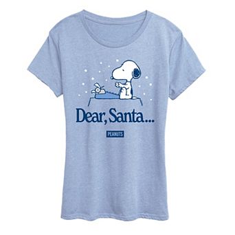 Women's Peanuts Snoopy Dear Santa Short Sleeve Christmas Graphic Tee