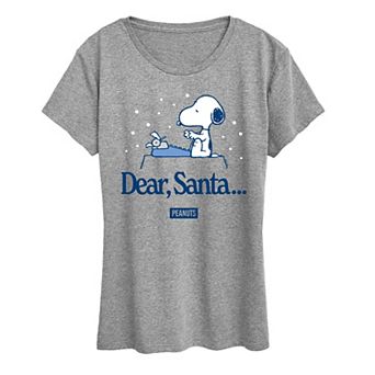 Women's Peanuts Snoopy Dear Santa Short Sleeve Christmas Graphic Tee