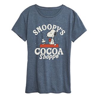 Women's Peanuts Snoopy's Cocoa Shoppe Short Sleeve Christmas Graphic Tee