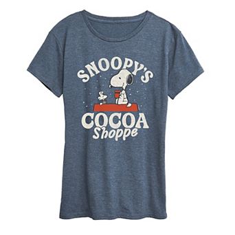 Women's Peanuts Snoopy's Cocoa Shoppe Short Sleeve Christmas Graphic Tee