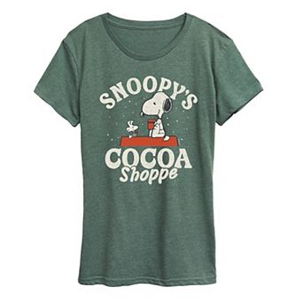 Women's Peanuts Snoopy's Cocoa Shoppe Short Sleeve Christmas Graphic Tee