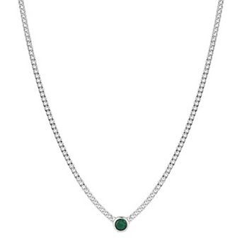 Sunkissed Sterling Sterling Silver Cubic Zirconia Curb Chain Necklace