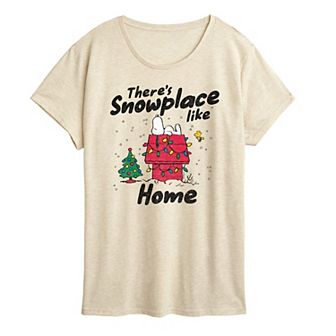 Women's Peanuts There's Snowplace Like Home Short Sleeve Christmas Graphic Tee