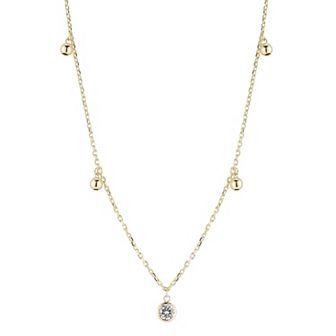 Sunkissed Sterling Sterling Silver Cubic Zirconia Ball Charm Collar Necklace
