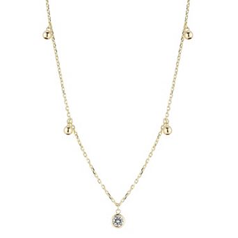 Sunkissed Sterling Sterling Silver Cubic Zirconia Ball Charm Collar Necklace