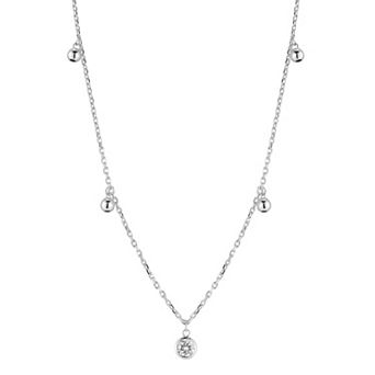 Sunkissed Sterling Sterling Silver Cubic Zirconia Ball Charm Collar Necklace