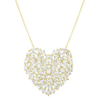 Sunkissed Sterling Sterling Silver Cubic Zirconia Heart Statement Necklace