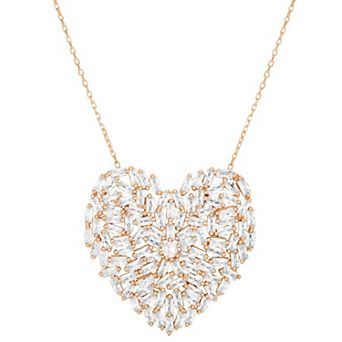 Sunkissed Sterling Sterling Silver Cubic Zirconia Heart Statement Necklace