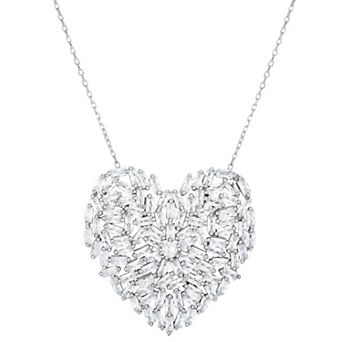 Sunkissed Sterling Sterling Silver Cubic Zirconia Heart Statement Necklace