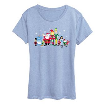 Women's Elf Group Short Sleeve Christmas Graphic Tee