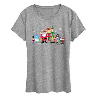 Women's Elf Group Short Sleeve Christmas Graphic Tee
