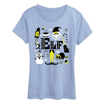 Women's Elf Icons Short Sleeve Christmas Graphic Tee